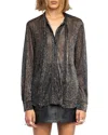 Zadig & Voltaire Tulba Shimmer Tie Neck Shirt In Black