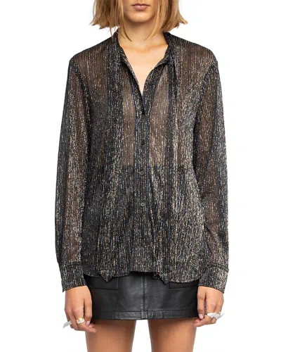 ZADIG & VOLTAIRE TULBA SHIMMER CHIFFON SHIRT