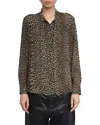 Zadig & Voltaire Tulba Leopard Print Tie Neck Button-up Shirt In Animal Print