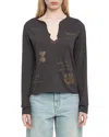 Zadig & Voltaire Multi Strass Beaded Cotton Top In Brown