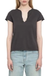 Zadig & Voltaire Tuni Wings Strass Embellished Keyhole Cotton Graphic T-shirt In Black