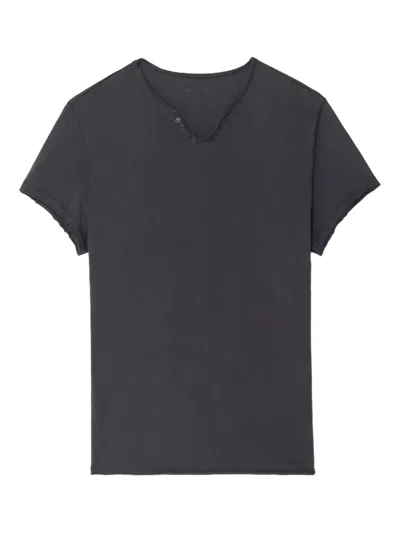 Zadig & Voltaire Tunisien Monastir Button-fastening Graphic-print T-shirt In Black