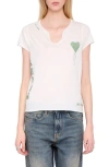 Zadig & Voltaire Tunisien Strass Heart Embellished Keyhole Cotton Graphic T-shirt In White