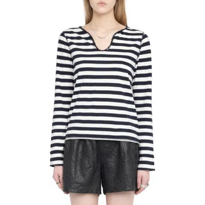 Zadig & Voltaire Tunisien Voltaire Stripe Top In Black