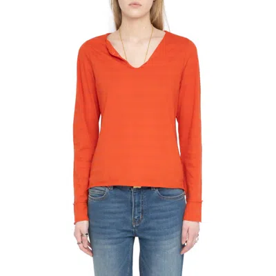 Zadig & Voltaire Tunisien Voltaire Stripe Top In Orange
