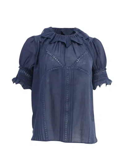 Pre-owned Zadig & Voltaire Tupel Collared Blouse In Blue