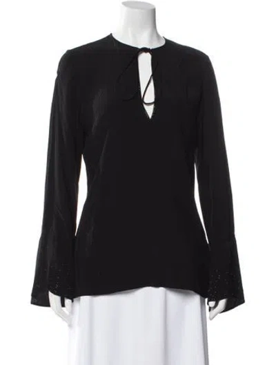 Pre-owned Zadig & Voltaire Turi Soft Strass Tie Neck Blouse W/ Tags In Black