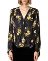 Zadig & Voltaire Turin Crepe Yoko Strass Noir Button Up Shirt In Black