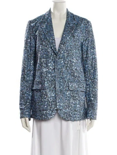 Pre-owned Zadig & Voltaire Tweed Pattern Evening Jacket W/ Tags In Blue