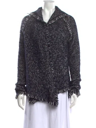 Pre-owned Zadig & Voltaire Tweed Pattern Open Front Sweater In Blue