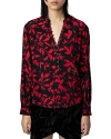 Zadig & Voltaire Twina Leaf-print Long-sleeve Shirt In Noir