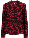 Zadig & Voltaire Twina Leaf-print Long-sleeve Shirt In Black
