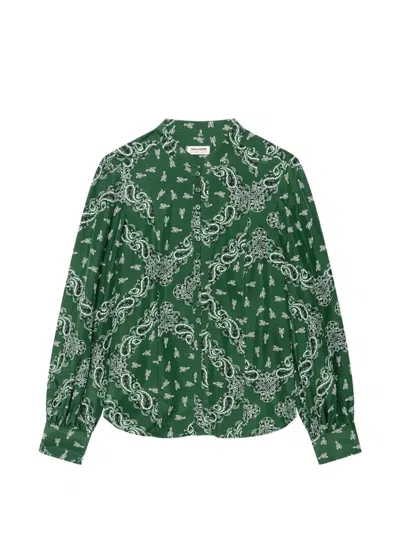 Zadig & Voltaire Twina Silk Shirt In Green