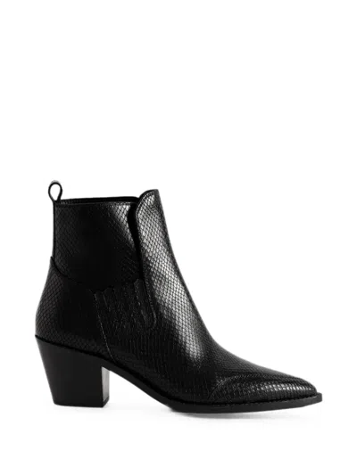 Zadig & Voltaire Tyler Neo Snakeskin-effect Boots In Black