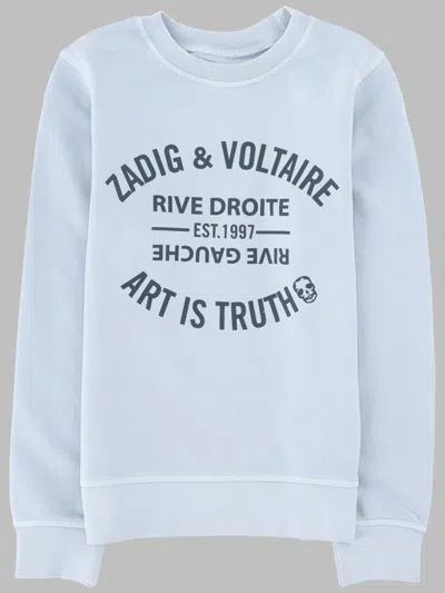 Zadig & Voltaire Unisex Kids Cotton Sweatshirt With Stretch Trim In Blue