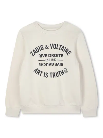 Zadig & Voltaire Unisex Mini Cotton Sweatshirt For Kids In Beige
