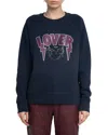 Zadig & Voltaire Womens Encre Rhinestone-embellished Round-neck Cotton-blend Sweatshirt In Blue
