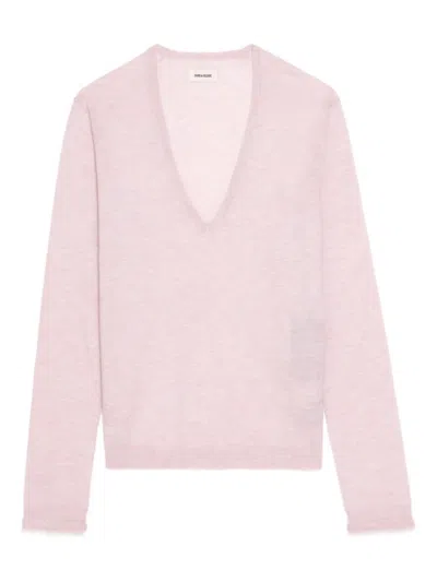 Zadig & Voltaire V-neck Knitted Jumper In Pink