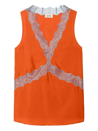 Zadig & Voltaire Tasao Silk Camisole In Orange