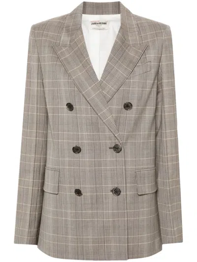 Zadig & Voltaire Vaena Double-breasted Blazer In Grey