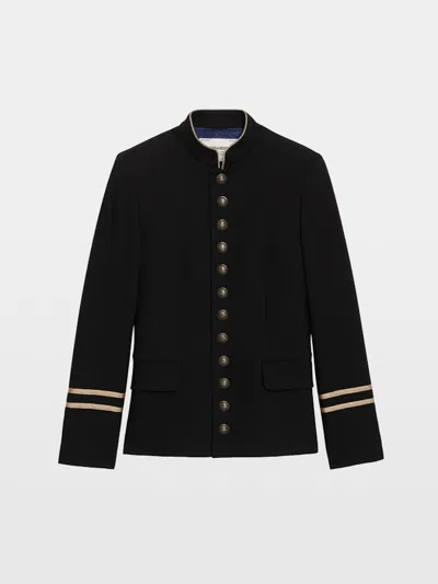 Zadig & Voltaire Vallo Military-style Buttoned Blazer In Black