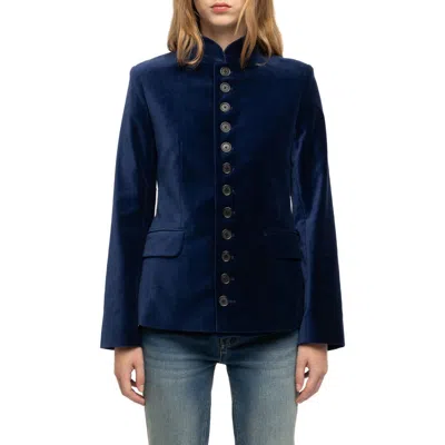 Zadig & Voltaire Vallo Velvet Blazer In Blue