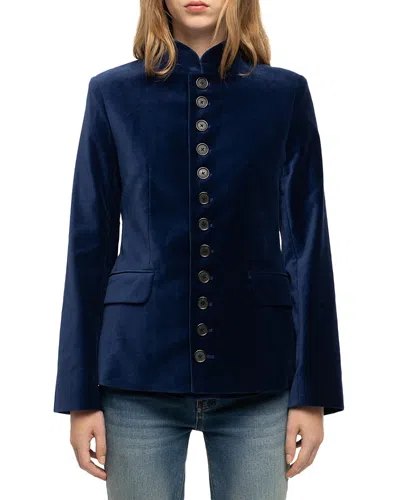 Zadig & Voltaire Vallo Velvet Blazer In Blue