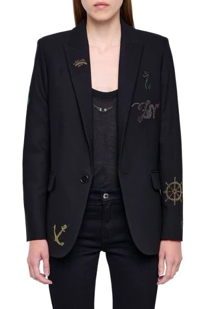 Zadig & Voltaire Valse Strass Embellished Blazer In Black