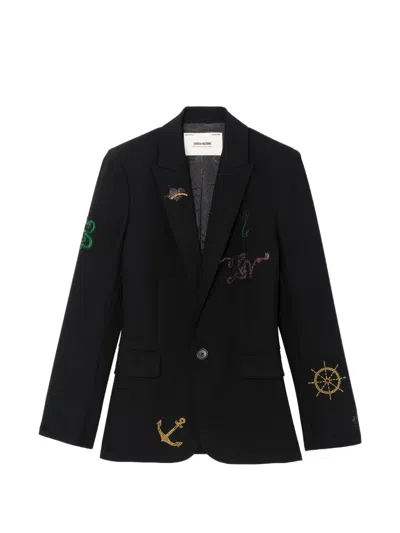 Zadig & Voltaire Valse Strass Multinavy Jacket In Black