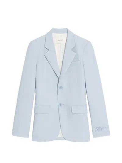 Zadig & Voltaire Vanille Embroidery Tailoring Blazer In Blue