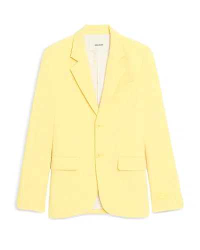Zadig & Voltaire Vanille Notched Collar Blazer In Yellow