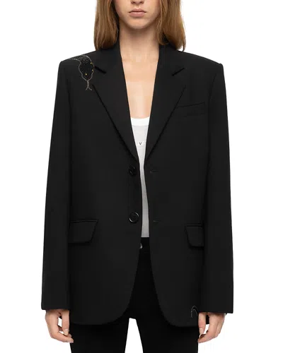 Zadig & Voltaire Vanille Snake Embellished Blazer In Black
