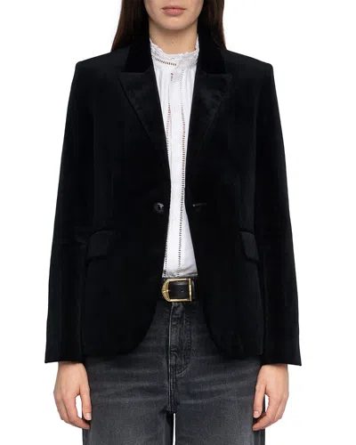 Zadig & Voltaire Vavy Velvet Blazer In Black
