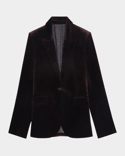 Zadig & Voltaire Vavy Velvet Blazer In Brown