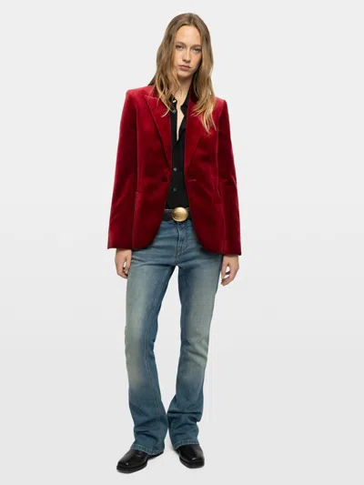 Zadig & Voltaire Vavy Velvet Blazer In Red