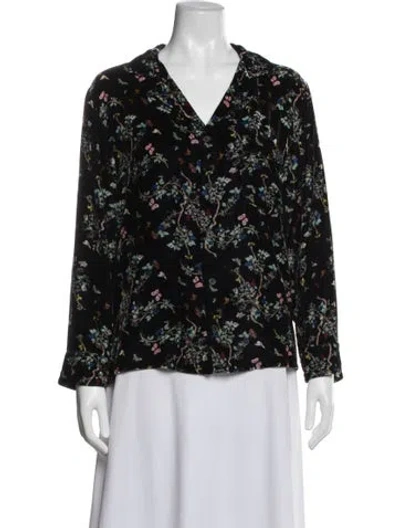 Pre-owned Zadig & Voltaire Velvet Floral Print Blouse In Black