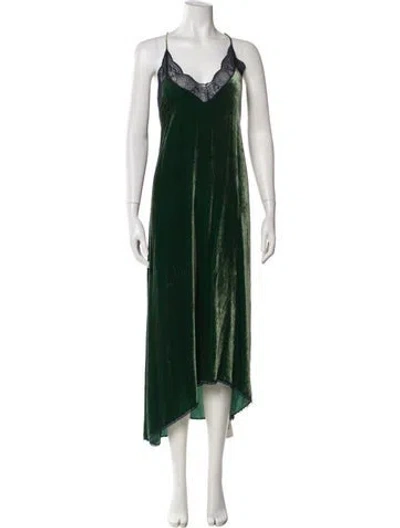 Pre-owned Zadig & Voltaire Velvet Long Dress In Green