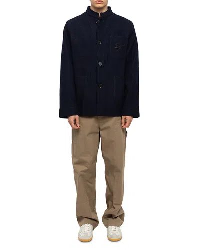 Zadig & Voltaire Venezia Logo Pocket Boucle Wool Jacket In Blue