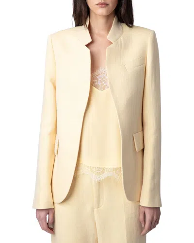 Zadig & Voltaire Very Linen-blend Lurex Blazer In Yellow