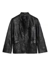 Zadig & Voltaire Veryn Crinkle Leather Blazer In Black