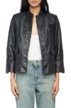 Zadig & Voltaire Veryn Cuir Crinkled Leather Jacket In Black