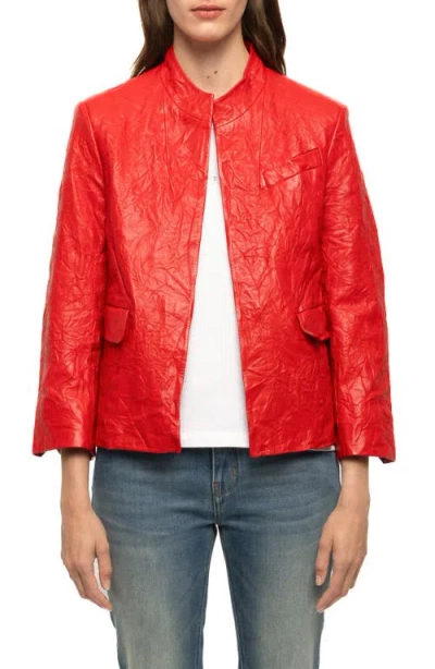 Zadig & Voltaire Veryn Cuir Froisse Leather Jacket In Multi