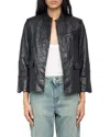 Zadig & Voltaire Veryn Cuir Crinkled Leather Jacket In Black