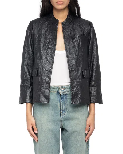 ZADIG & VOLTAIRE VERYN CUIR FROISSE LEATHER JACKET