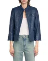 Zadig & Voltaire Veryn Cuir Froisse Leather Jacket In Blue