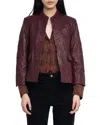 Zadig & Voltaire Veryn Cuir Froisse Leather Jacket In Burgundy