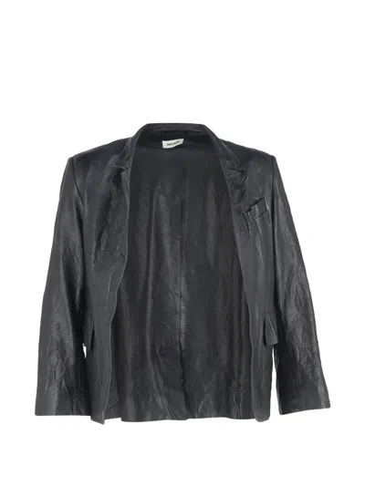 Pre-owned Zadig & Voltaire Verys Crinkled Lamb Leather Jacket In Gray