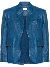 Zadig & Voltaire Verys Crinkled Leather Blazer In Blue