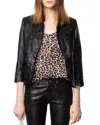 Zadig & Voltaire Verys Open Front Crinkle Leather Jacket In Black