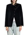 Zadig & Voltaire Verysa Brocade Collar Velveteen Jacket In Black